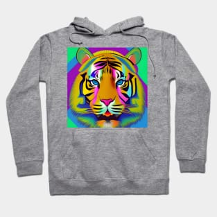 90s Bright Colorful Tiger Head Hoodie